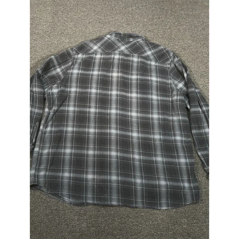 Harley Davidson Flannel Shirt Mens 4XL Plaid Biker Button Up Black‎ Long Sleeve